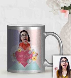 BK Gift Kişiye Özel Anneler Günü Temalı Gümüş Yaldızlı Karikatürlü Kupa Bardak Gu8