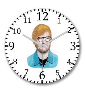 Ed Sheeran Duvar Saati Bombeli Gercek Cam