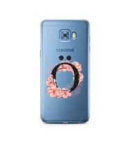 Pembe Çiçekli Harf Tasarım Süper Şeffaf Silikon Telefon Kılıfı Samsung C5 Pro   