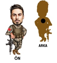 Kişiye Özel Asker Karikatürlü Ahşap Magnet Bay-1
