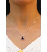 Lotus Çiçeği Safir Taşlı Gümüş Kolye