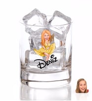 BK Gift Kişiye Özel Renkli Baskılı Marilyn Monroe Karikatürlü Viski Bardağı (Beyaz)
