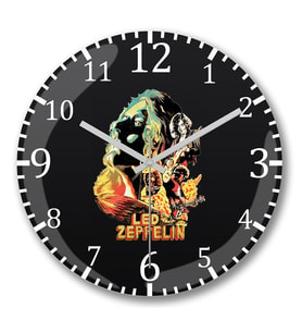 Banda Led Zeppelin Duvar Saati Bombeli Gercek Cam