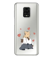 Kedi Kardeşler Tasarımlı Süper Şeffaf Silikon Telefon Kılıfı Xiomai Redmi Note 9