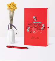 BK Gift Kişiye Özel 365 Mutlu Yeni Gün Temalı Kırmızı Defter Kalem Seti - 2