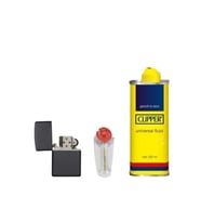 Zippo Siyah Çakmak Clipper Benzin  5'li Taşı Set