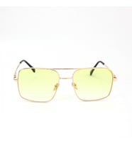 Gold Metal Çerçeveli Sarı Degrade Camlı Kare Unisex Güneş Gözlüğü