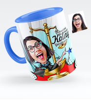 BK Gift Kişiye Özel Bayan Avukat Karikatürlü Mavi Kupa Bardak  4