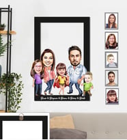Kişiye Özel Aile Karikatürlü 3D Ahşap Tablo 30x47  Mod-7
