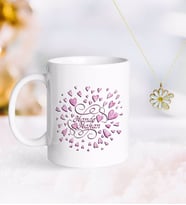 BK Gift Kişiye Özel Sevgililer Günü Kupa ve Çift İsimli Papatya Kolye-27 (Model 1)