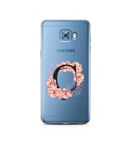 Pembe Çiçekli Harf Tasarım Süper Şeffaf Silikon Telefon Kılıfı Samsung C5 Pro   