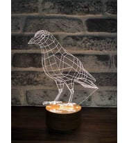 3 Boyutlu Karga Led Masa Lambası Hediye Gece Lambası Ahşap Taban 7 Farklı Işık Renkli