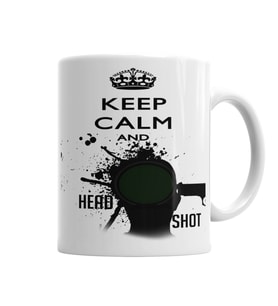 Keep Calm And Head Shot Kupa Bardak Porselen