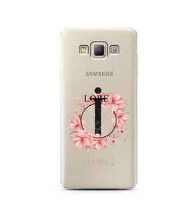 Pembe Çiçekli Harf Tasarım Süper Şeffaf Silikon Telefon Kılıfı Samsung A7 (2015)