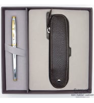 Scrikss Deri Kılıflı Gold Krom Roller Kalem Hediye Seti MD-2010  Deri Kılıf + Kalem Seti  Scrikss Kalem  İsme Özel Kalem  Hediyelik Set