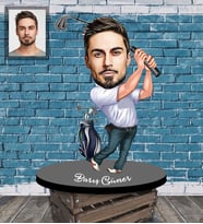 Kişiye Özel Golfçü Karikatürlü Ahşap Biblo Bay-3