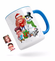 BK Gift Kişiye Özel Yeni Yıl Kız Kardeş ve Erkek Kardeş Karikatürlü Mavi Kupa Bardak-1