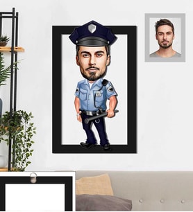 Kişiye Özel Polis Karikatürlü 3D Ahşap Tablo 30x47 Bay-4