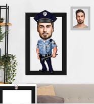 Kişiye Özel Polis Karikatürlü 3D Ahşap Tablo 30x47 Bay-4