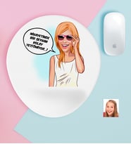 BK Gift Kişiye Özel Bayan Kolay Yetişmiyor Karikatürlü Bilek Destekli Mouse Pad-4 (Beyaz)