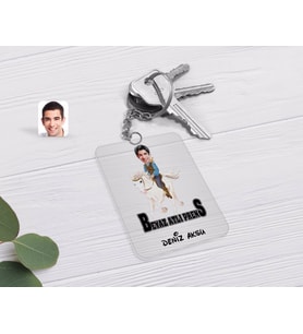 BK Gift Kişiye Özel Beyaz Atlı Prens Karikatürlü Şeffaf Pleksi Anahtarlık-3