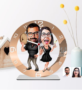 BK Gift Kişiye Özel Sevgili Karikatürlü Ahşap Saat Biblo - 2