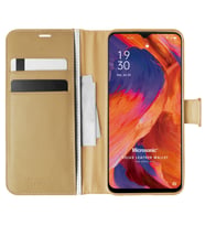 Microsonic Oppo A73 Kılıf Delux Leather Wallet Gold