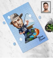 Kişiye Özel Balıkçı Karikatürlü A3 240 Parça Puzzle Bay-4