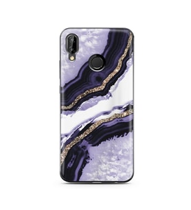 Mor Kumsal Tasarımlı Süper Şeffaf Silikon Telefon Kılıfı Huawei P20 Lite  