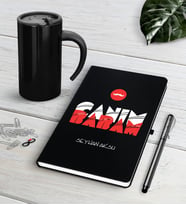 BK Gift Kişiye Özel Canım Babam Siyah Defter Kalem Termos Mug Seti-5 (Model 1)