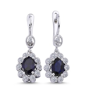 Lova Pırlantalı Oval Safir Anturaj Küpe - 3070014