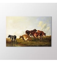 Arty Tablo Cattle in The Pasture Tablo (Karışık)