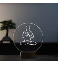 Meditasyon Led Masa Lambası Yogacıya Hediye Gece Lambası Ahşap Taban 7 Farklı Işık Renkli