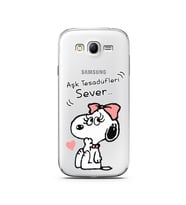 Snoopy Tasarımlı Süper Şeffaf Silikon Telefon Kılıfı Samsung Grand Neo
