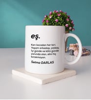 Kişiye Özel Eş Tasarımlı İsme Özel Yıl Dönümü Hediyesi Eş Kupa Bardak ve Taş Bardak Altlığı Hediye Seti