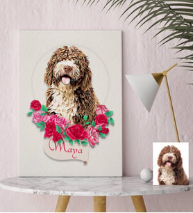 BK Gift Kişiye Özel Evcil Dost İllüstrasyon Tasarımlı Kanvas Tablo 30x50cm-1