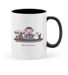 BK Gift Kişiye Özel Anasınıfı Öğretmeni Siyah Kupa Bardak  3