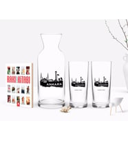 BK Gift Kişiye Özel Renkli Baskılı Ankara Tasarımlı Turistik İkili Rakı Bardağı Karaf ve Cep Kitabı Hediye Seti-2 (Model 1)