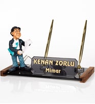 Mimar Biblolu Ofis Masa İsimliği Mimara Hediye Kristal İsimlik