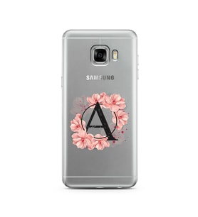 Pembe Çiçekli Harf Tasarım Süper Şeffaf Silikon Telefon Kılıfı Samsung C5   A-Ha