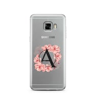 Pembe Çiçekli Harf Tasarım Süper Şeffaf Silikon Telefon Kılıfı Samsung C5   A-Ha