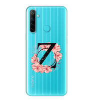 Pembe Çiçekli Harf Tasarım Süper Şeffaf Silikon Telefon Kılıfı Oppo Realmi 6i Z-
