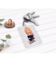 BK Gift Kişiye Özel Kadın Karikatürlü Şeffaf Pleksi Anahtarlık-12 (Beyaz)