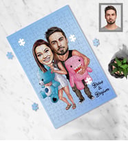 Kişiye Özel Sevgili Karikatürlü A4 99 Parça Puzzle Model 17