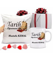 Tarih Öğretmeni Kupa Bardağı ve Yastığı Hediye Seti (Model 1)