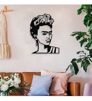 New Jargon - Frida Kahlo Duvar Oda Ev Aksesuarı Metal Tablo 50x36cm (Siyah)