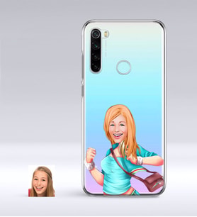 BK Gift Kişiye Özel Kadın Karikatürlü Xiaomi Redmi Note 8 İnce Şeffaf Silikon Telefon Kapağı-52 (Beyaz)
