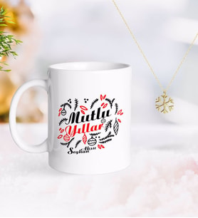 BK Gift Kişiye Özel Yılbaşı Mutlu Yıllar Kupa ve Kar Tanesi Kolye-4 (Model 1)