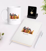 BK Gift Kişiye Özel Tarih Öğretmeni Beyaz Kupa Defter Kalem ve İsimli Papatya Kolye Hediye Seti-2 (Model 1)