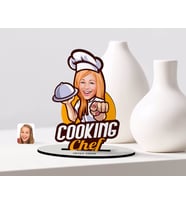 BK Gift Kişiye Özel Kadın Chef Karikatürlü Ahşap Biblo Model-15 (Beyaz)